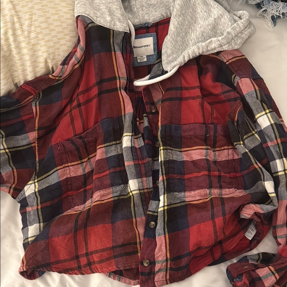 Red Plaid Hooded Jacket